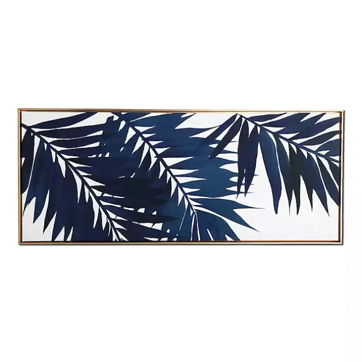 Blue Palms Framed Canvas Art Print