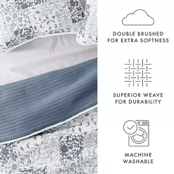 Blue Patchwork Reversible 3-pc. Queen Quilt Set