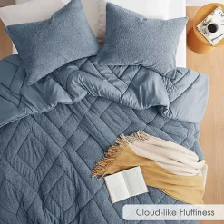 Blue Quilted Teddy 2-pc. Twin Comforter Set