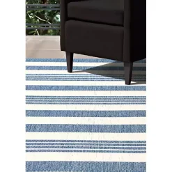 Blue Robin Stripe Outdoor Rug, 5x8