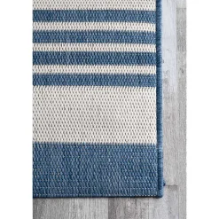 Blue Robin Stripe Outdoor Rug, 5x8