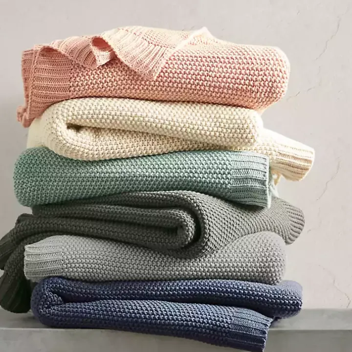 Blue Rylan Knit Throw Blanket
