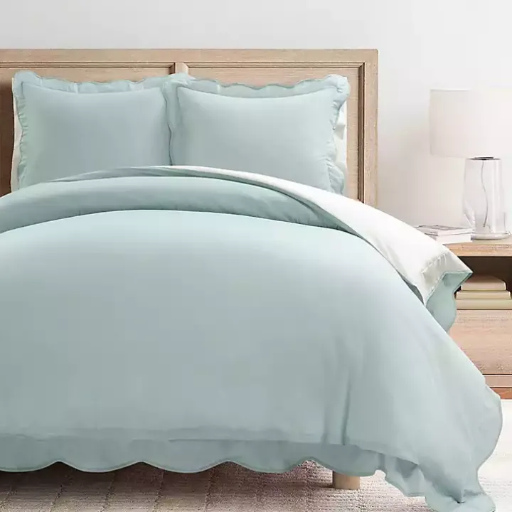 Blue Scallop Edge 3-pc. King Duvet Cover Set