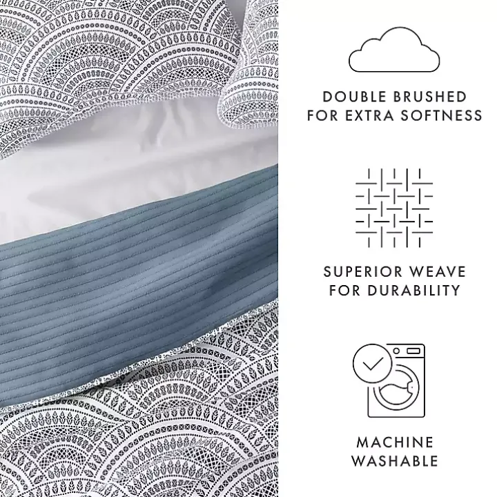 Blue Scalloped Reversible 2-pc. Twin Quilt Set