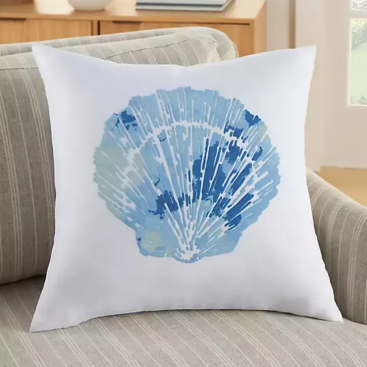 Blue Seashell Throw Pillow