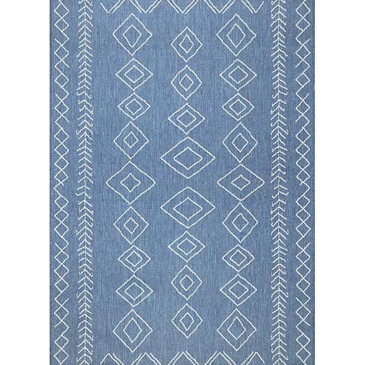 Blue Serna Tribal Outdoor Area Rug, 8x11