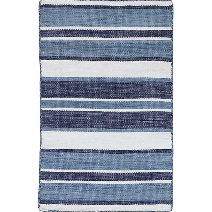 Blue Shades Striped Indoor/Outdoor Scatter Rug