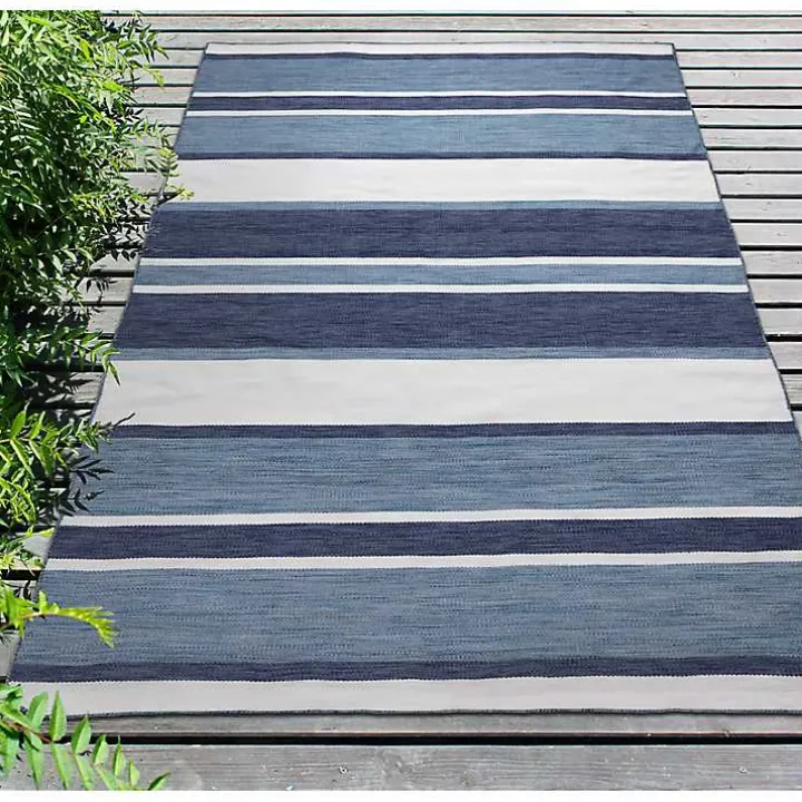 Blue Shades Striped Indoor/Outdoor Area Rug, 7x9
