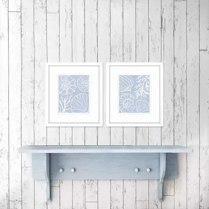 Blue Shell Silhouettes Framed Art Prints, Set of 2