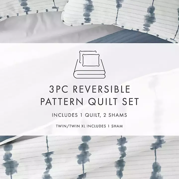Blue Shibori Reversible 2-pc. Twin Quilt Set