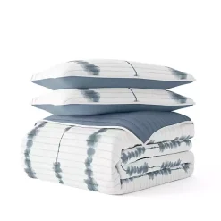 Blue Shibori Reversible 3-pc. Queen Quilt Set