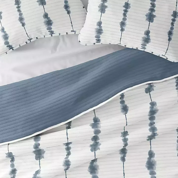 Blue Shibori Reversible 3-pc. Queen Quilt Set