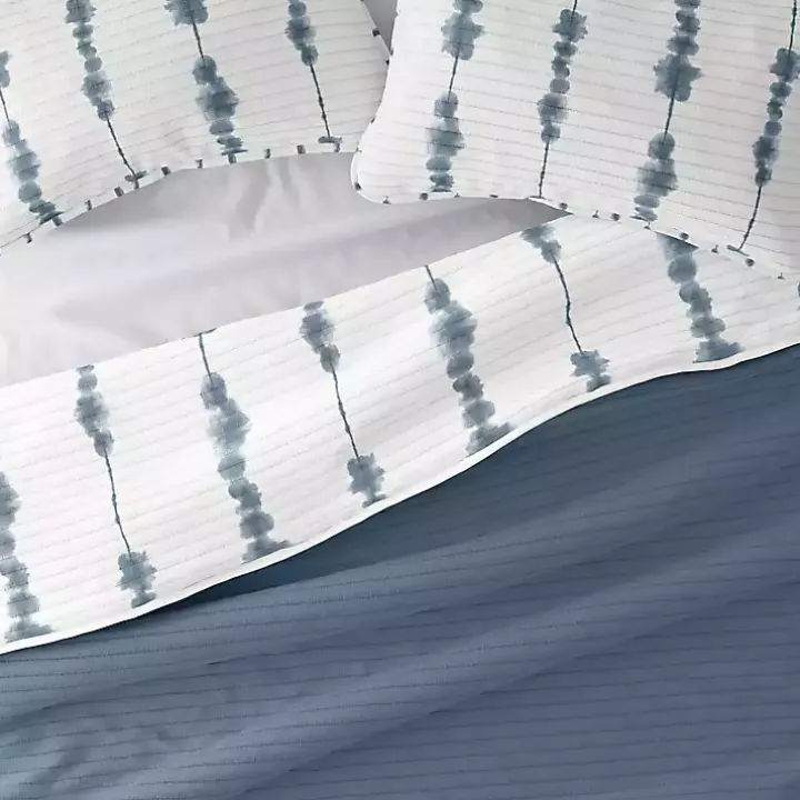 Blue Shibori Reversible 3-pc. Queen Quilt Set