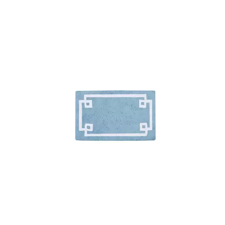 Blue Simple Trim Cotton Tufted Bath Mat, 30 in.