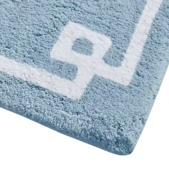 Blue Simple Trim Cotton Tufted Bath Mat, 30 in.