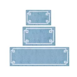 Blue Simple Trim Cotton Tufted Bath Mat, 30 in.