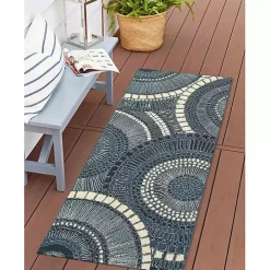 Blue Spheres Indoor/Outdoor Runner, 1x4
