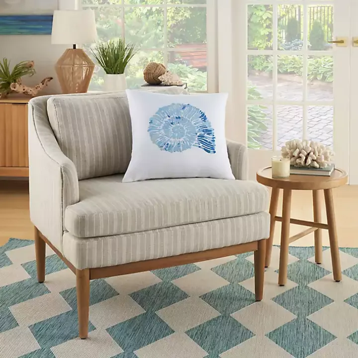 Blue Spiral Seashell Throw Pillow
