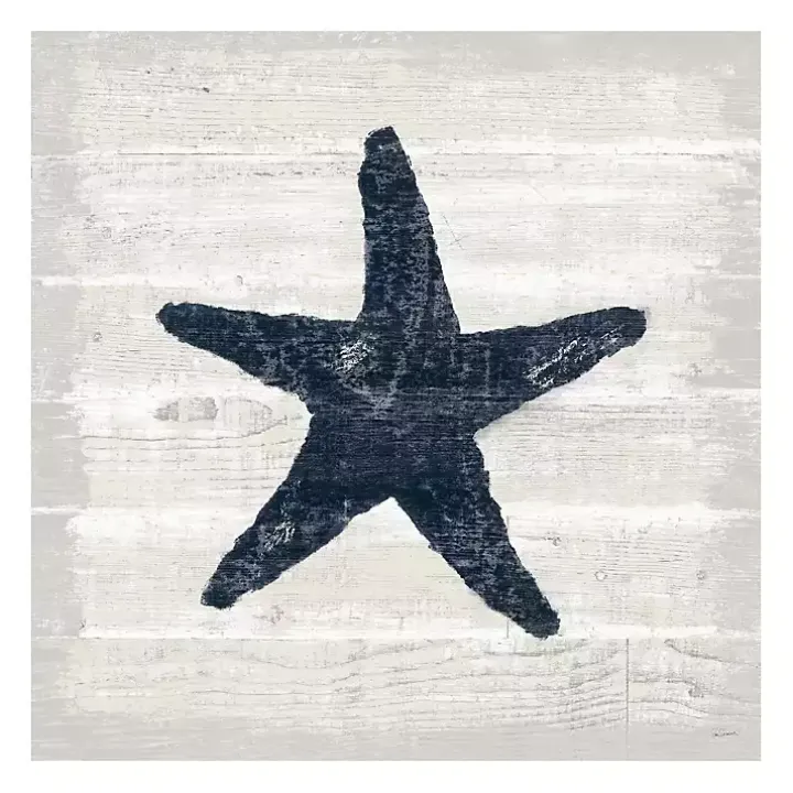 Blue Starfish Driftwood Canvas Art Print
