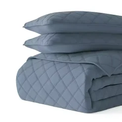 Blue Stitched Diamond 2-pc. Twin Quilt Set