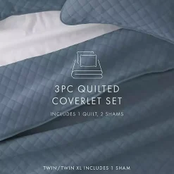 Blue Stitched Diamond 2-pc. Twin Quilt Set