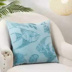 Blue Stonewashed Oceanic Fish Throw Pillow