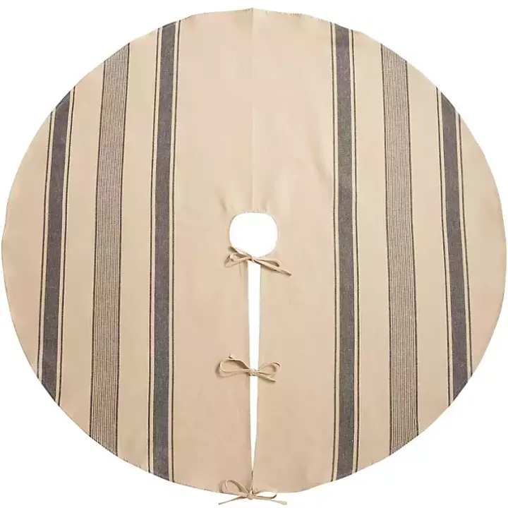 Blue Striped Banded Christmas Tree Skirt