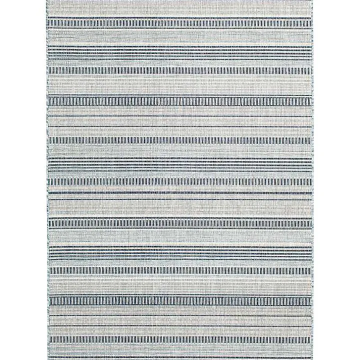Blue Striped Lava Indoor/Outdoor Area Rug, 5x7
