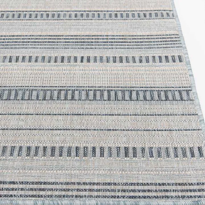 Blue Striped Lava Indoor/Outdoor Area Rug, 5x7