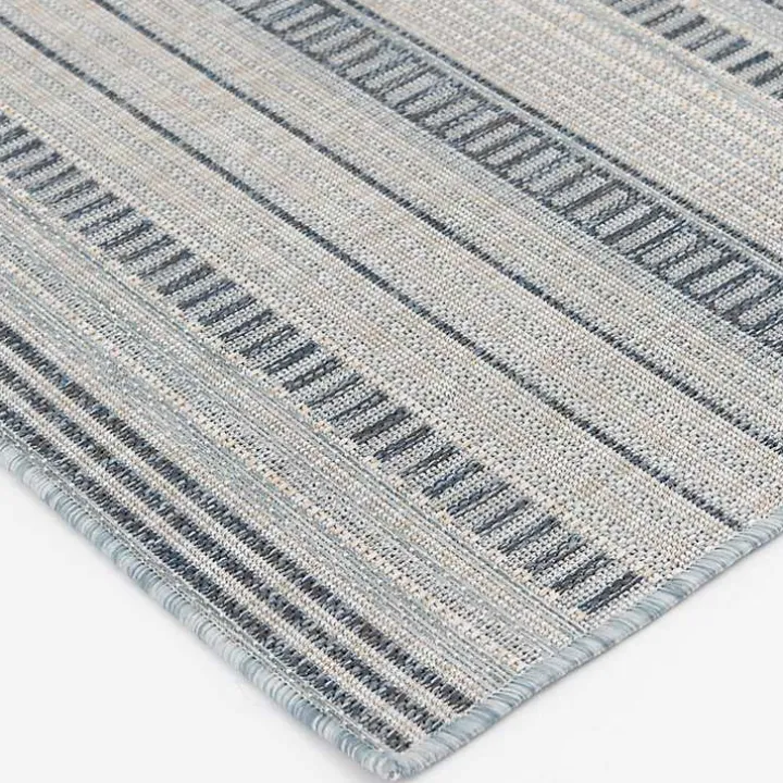 Blue Striped Lava Indoor/Outdoor Area Rug, 5x7