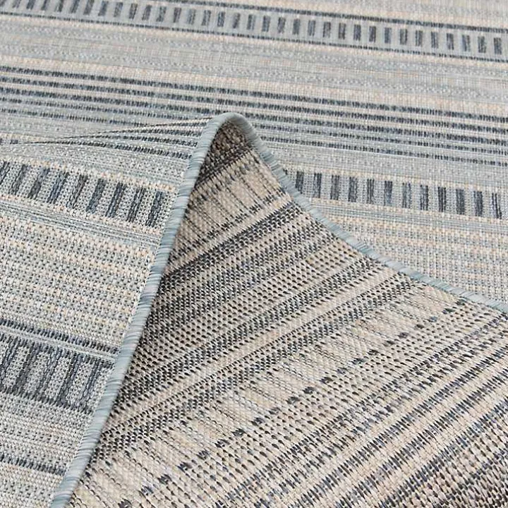 Blue Striped Lava Indoor/Outdoor Area Rug, 5x7