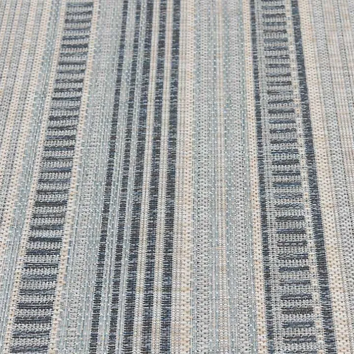 Blue Striped Lava Indoor/Outdoor Area Rug, 5x7