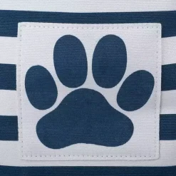 Blue Striped Paw Large Round Pet Bin