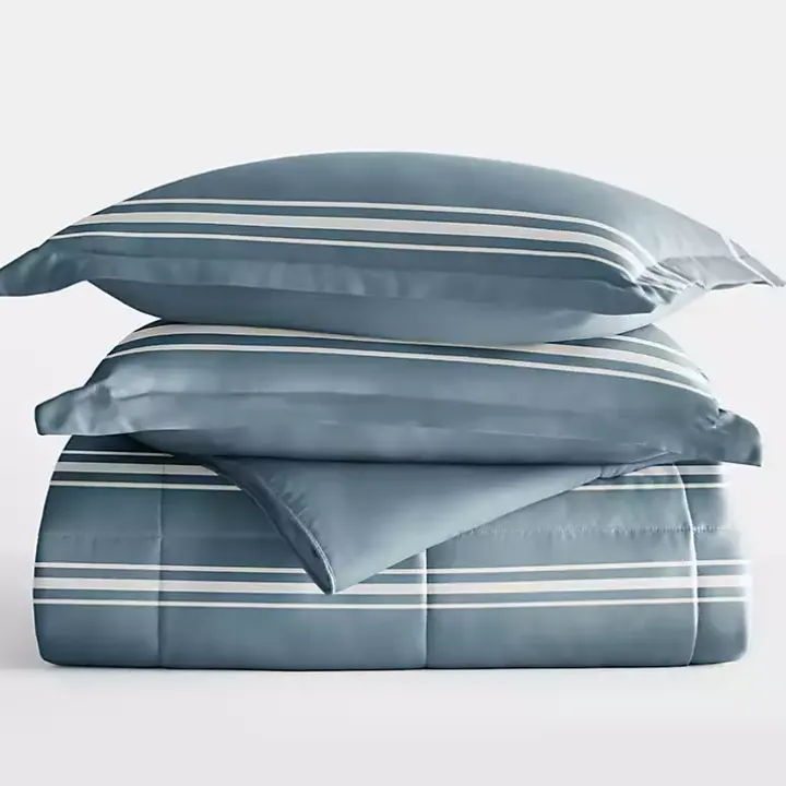 Blue Striped Reversible 2-pc. Twin Comforter Set