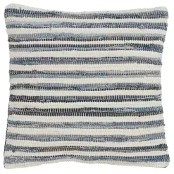 Blue Striped Textured Denim Pillow