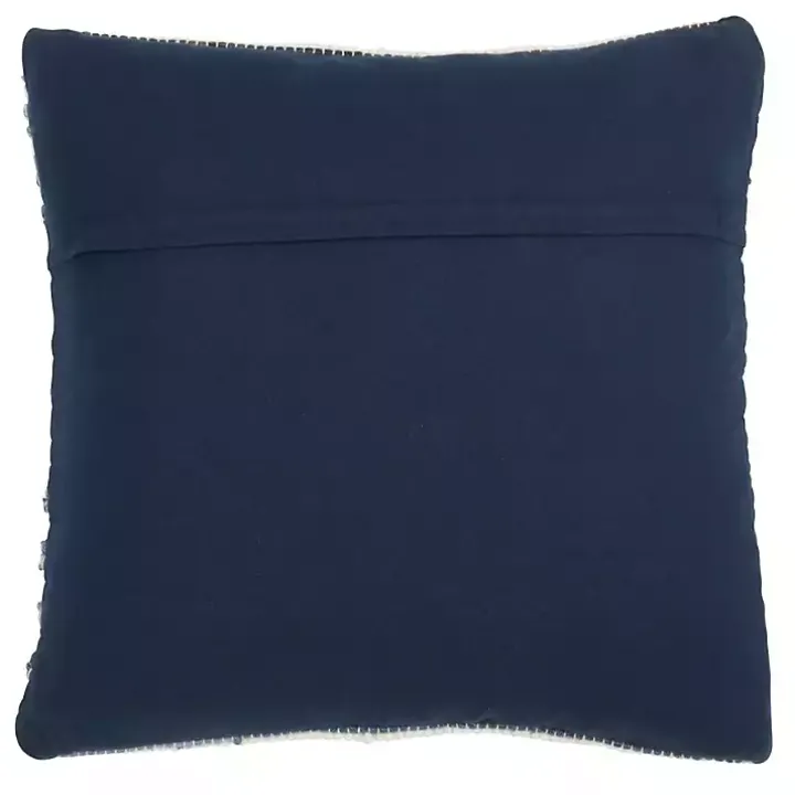 Blue Striped Textured Denim Pillow