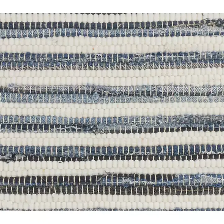 Blue Striped Textured Denim Pillow