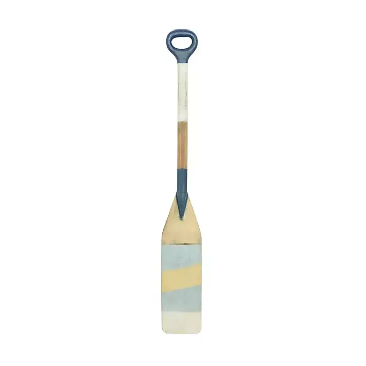 Blue Striped Wood Canoe Oar Wall Plaque
