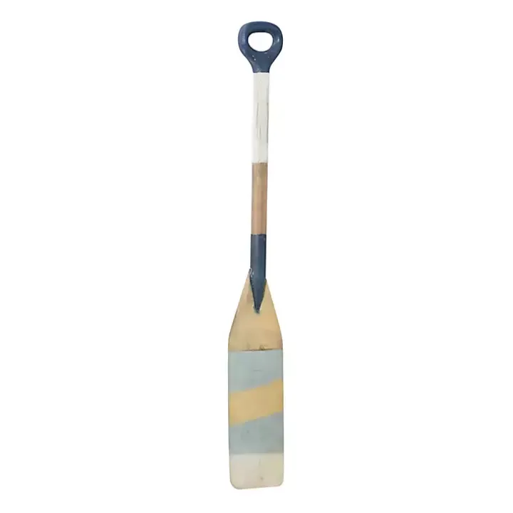 Blue Striped Wood Canoe Oar Wall Plaque
