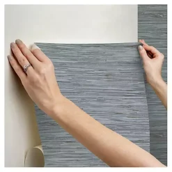 Blue Textured Grassweave Peel & Stick Wallpaper