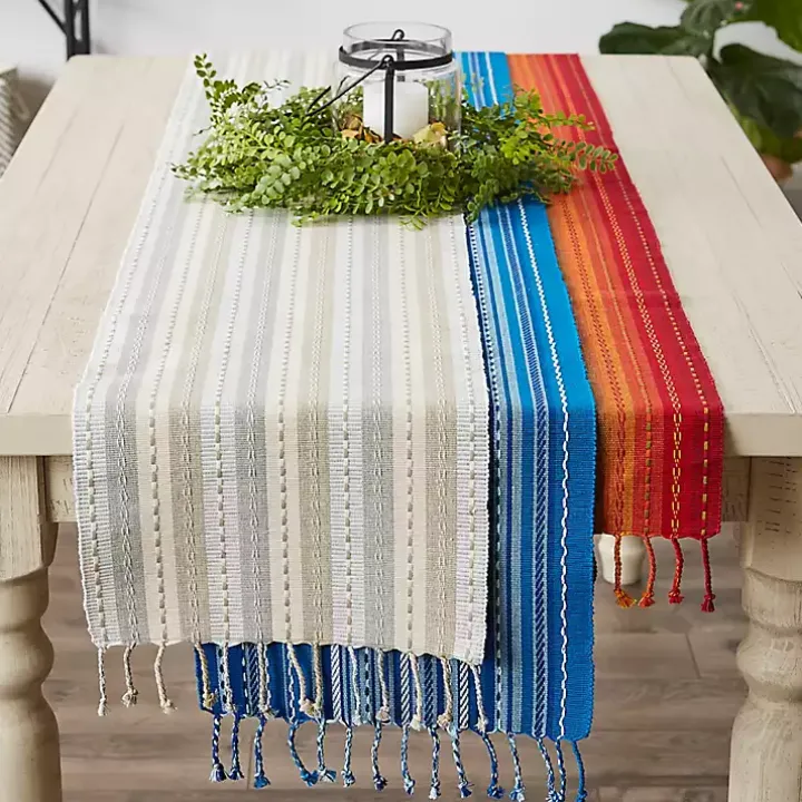 Blue Tonal Stripe Table Runner