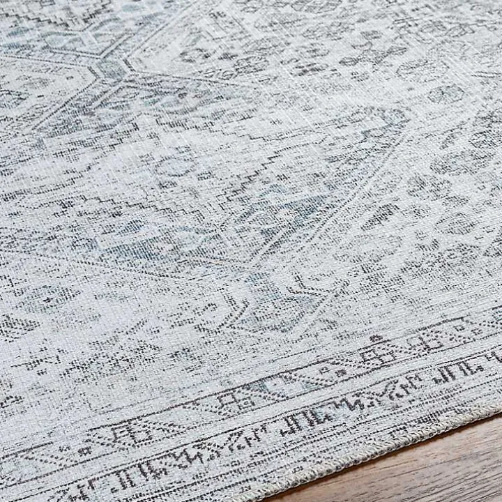 Blue Traditional Washable Area Rug, 7x10