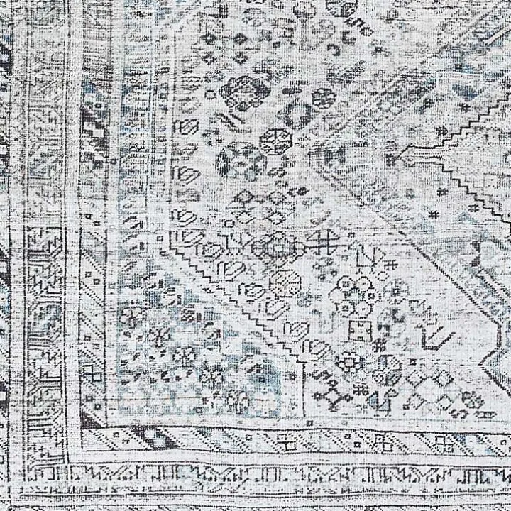 Blue Traditional Washable Area Rug, 7x10