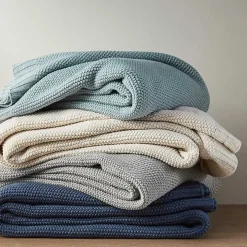 Blue Twin Rylan Knit Blanket