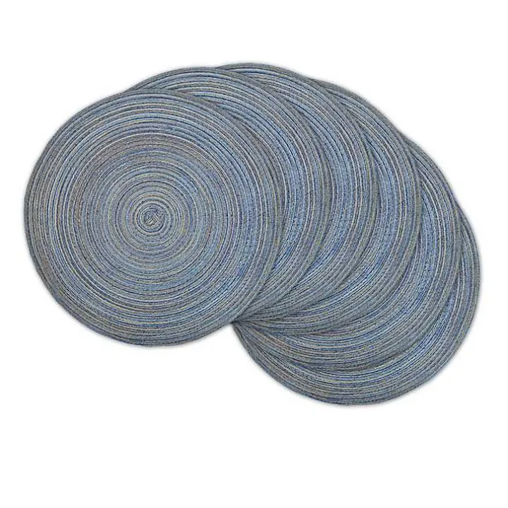 Blue Variegated Round Placemats, Set of 6