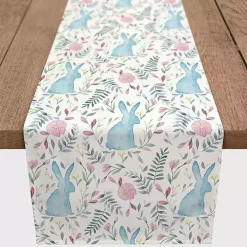 Blue Watercolor Rabbit Table Runner, 90 in.