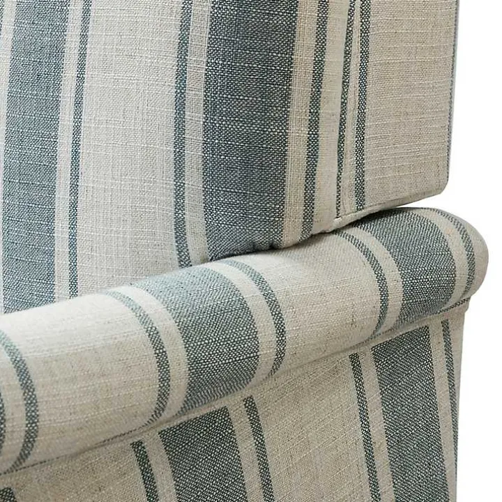 Blue White Carved Slope Stripe Accent Chair