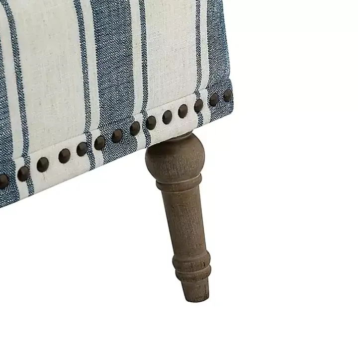 Blue White Stripe Upholstered Accent Chair