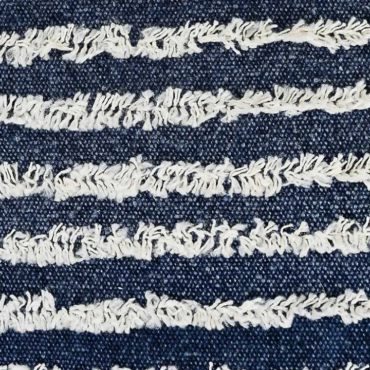Blue Wispy Ways Tufted Stripes Cotton Pillow