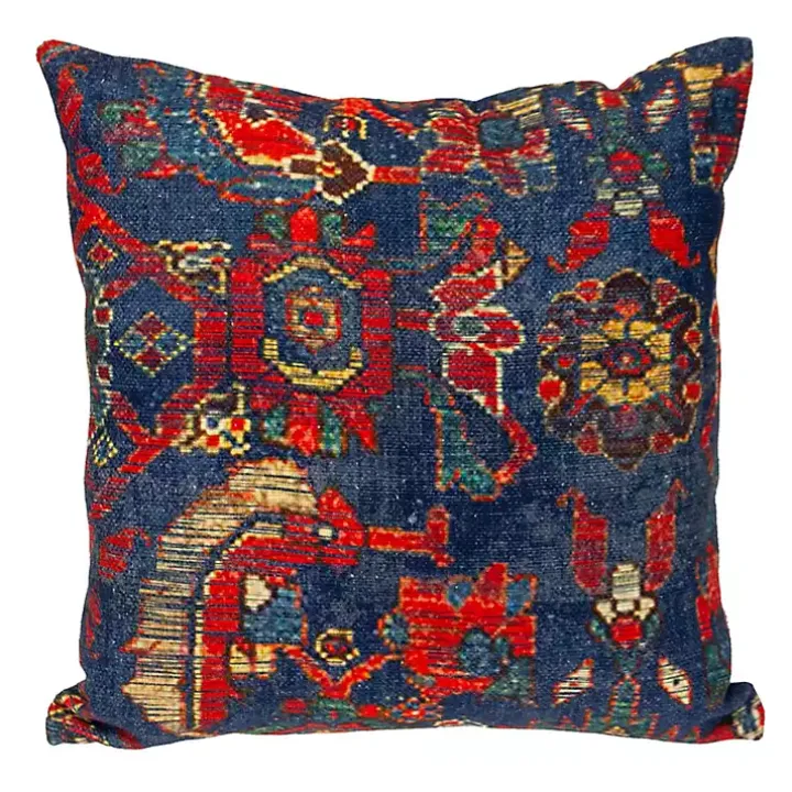 Blue Woven Tapestry Pillow